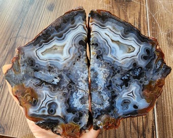 23.06 oz (654 gr) 마노 쌍, Premium Agate, Top Shelf Agate, Special Agate, Bluish Grey Agate, Eye Agate, Banded Agate, Agate Specimen, アゲートのペア