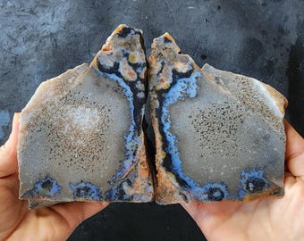 2.4 lbs (1.11 kg) Tube Agate Pair, 戰國紅瑪瑙對石, Different Agate, Blue Agate Pair, Oddball Agate, アゲート・ペア, Par Agata, Agate Specimen, אגת ג'אוד