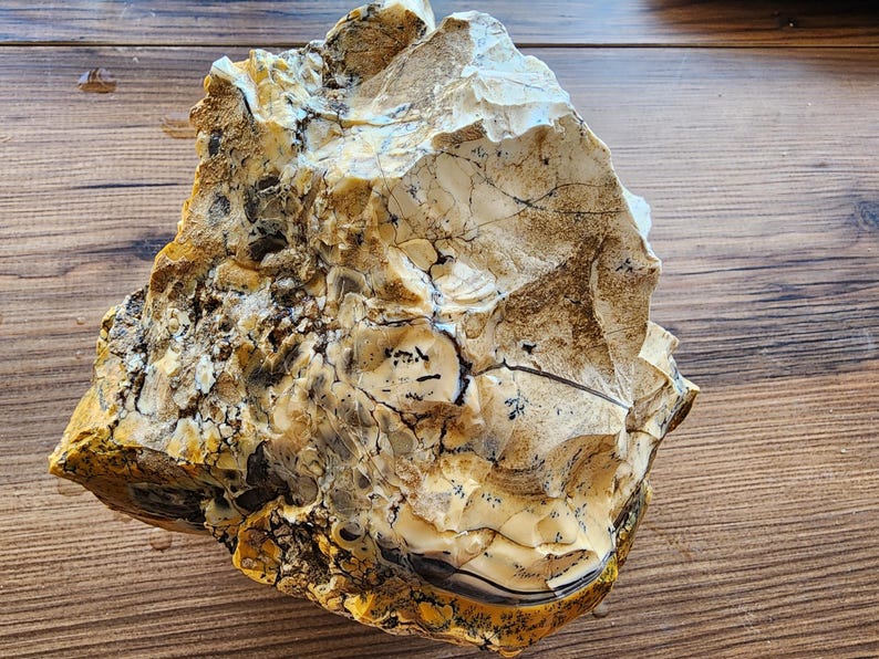 Large Opal Specimen, Large Yellow Opal, Dendritic Opal Rough, Dendrite Opal Rough, 수지상 오팔, Lapidary, Raw Dendritic Opal