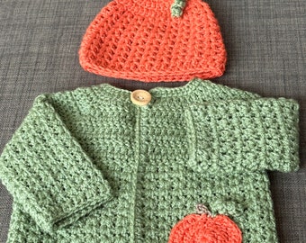 Pumpkin baby jacket & hat for October newborns