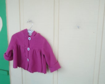 Hot Pink 12 Mo Old hooded jacket light pink and gray buttons down the front