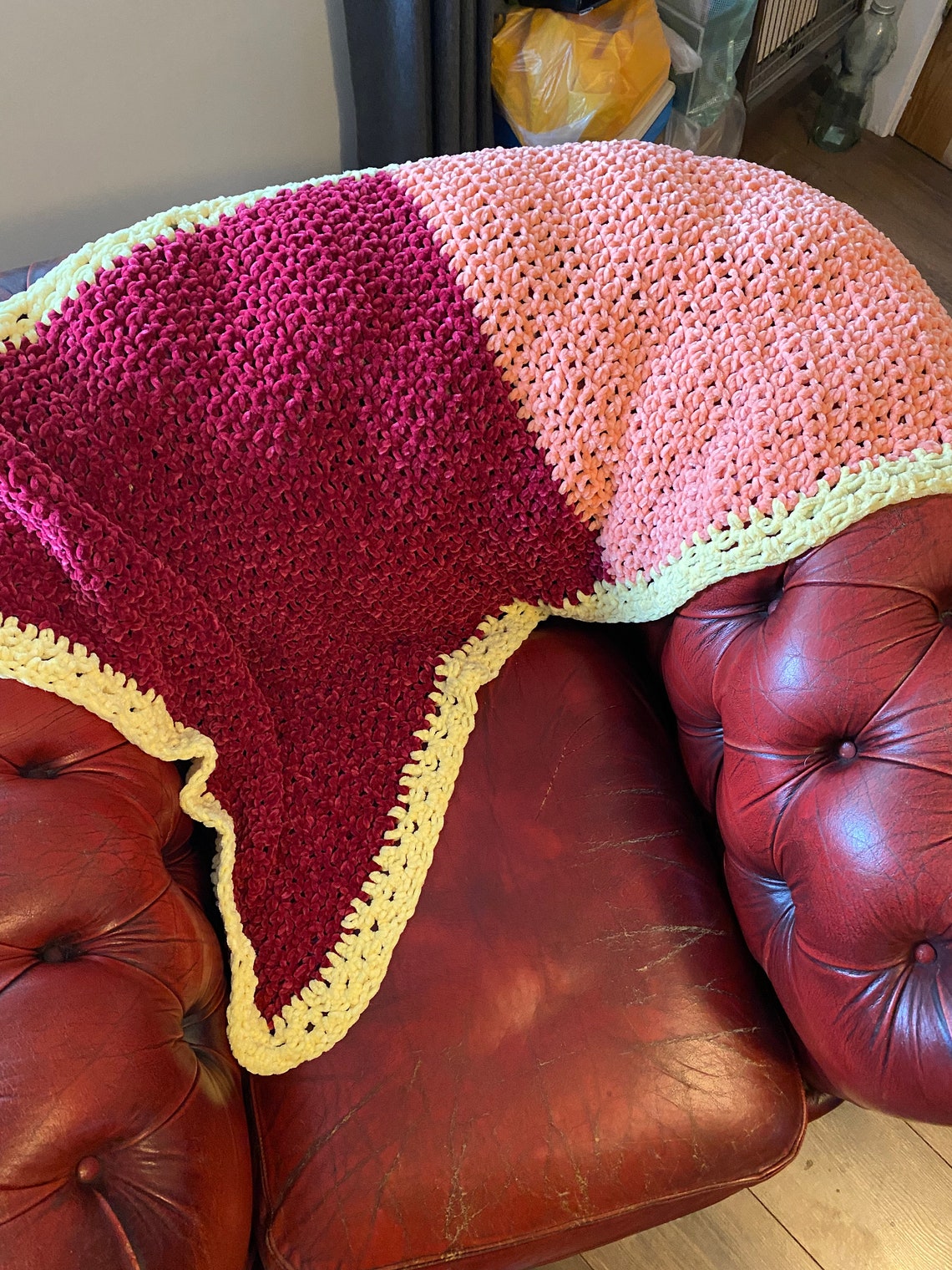 Handmade crochet throw soft velvet yarn approx 70x120 cm Etsy