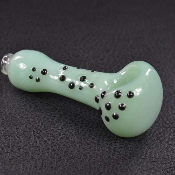 Sale Mint Green and Black Glass Pipe, Hande Blown Free Shipping