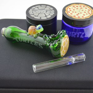 Juego de pipas de vidrio Leo Tortugas reactivas UV TMNT