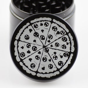Pizza 2.2&quot; Laser Etched 4 Piece Metal Herb Grinder