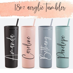 Personalized Tumbler with Straw| Skinny Matte Tumbler| Bridesmaid Gift| Wedding Party| Personalized Cup| Personalized Gift