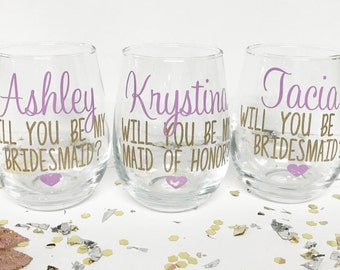 Will you be my bridesmaid? Will you be my maid of honor? Bridesmaid Proposal, Asking Bridesmaids, Will you be my bridesmaid wine glass