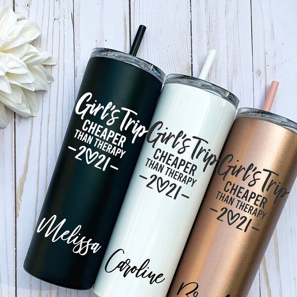 Girls Trip Cheaper Than Therapy, Girls Weekend, Girls Trip, Girls Getaway, Customizable Tumblers, Personalized Tumblers, Vacation Tumblers