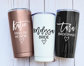 Personalized Stainless Steel Tumbler, Bridesmaid Gift, Travel Coffee Mug