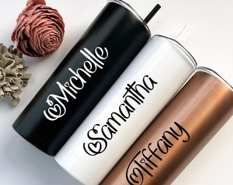 Personalized Tumbler With Straw | Personalized Coffee Cup | Personalized Gift | Personalized Travel Mug | Bridesmaid Gift