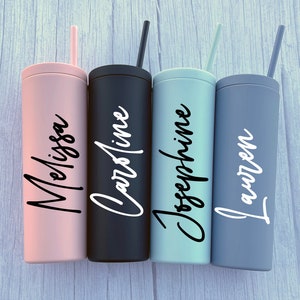 Set of 4 5 6 7 YOU CHOSE QTY wine tumbler with lid and straw Bridal shower favors Personalized Bridesmaid Gifts rose gold Bride