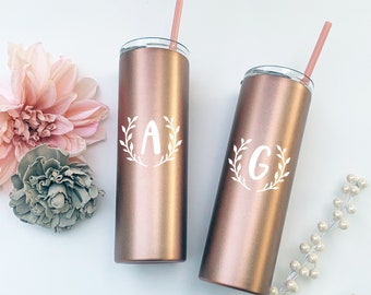 Monogrammed Stainless Steel Bridesmaid Tumbler, Personalized Tumbler, Monogram, Steel Tumbler, Bridal Party Tumbler, Bridesmaid Gift