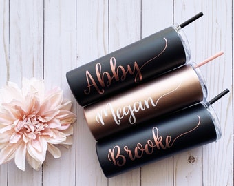 Rose Gold Tumblers, Personalized Tumbler, Personalized Coffee Cup, Travel Mug, Stainless Steel Coffee Mug, Travel Cup, Bridesmaid Gift