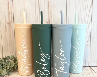 Personalized Tumbler with Lid and Straw, Personalized Gifts for Her, Bridesmaid Proposal Gifts, Acrylic Tumblers, Bachelorette Party Favors