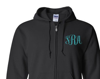 Monogrammed Zip Up Hoodie, Personalized Zip Up Hoodie, Monogrammed Zip Up Sweatshirt, Personalized Sweatshirt