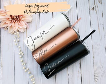 Bridesmaid Tumbler: Personalized Laser Engraved Stainless Steel Cup
