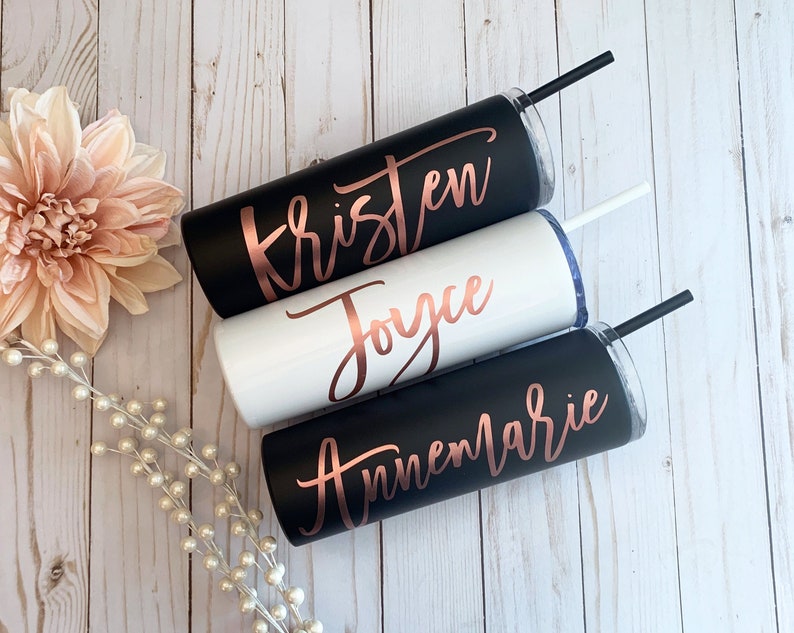 personalized tumbler with straw, Bridesmaid tumbler, Stainless Steel Tumbler, Bridesmaid Gift, Bride Tumbler, Bridesmaid Water Bottle 