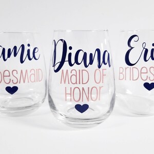 Personalized Wine Glasses, Bridesmaid Wine Glasses, Bridesmaid Gift, Personalized Gift
