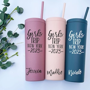 Personalized Girls Trip Tumbler, Bridesmaid Gift, 18oz Acrylic Tumbler