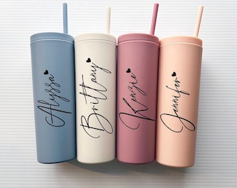 Custom Personalized Name Tumbler Girl&#39;s Trip Tumbler Cup Straw Bridesmaid Gift Wedding Mothers Day Birthday Cup maid of honor wedding party