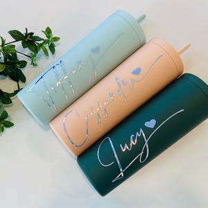 Custom Personalized Name Tumbler | Girl&#39;s Trip Tumbler | Cup Straw | Bridesmaid Gift | Wedding | Mothers Day | Birthday Cup