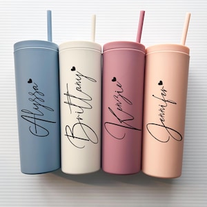 wine tumbler with lid and straw Bridal shower favors Personalized Bridesmaid Gifts bridesmaid gifts day of wedding