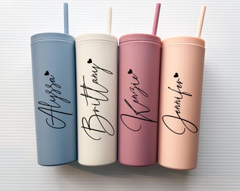 wine tumbler with lid and straw Bridal shower favors Personalized Bridesmaid Gifts bridesmaid gifts day of wedding