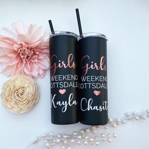 Personalized Girls Trip Tumbler: Stainless Steel Vacation Tumblers