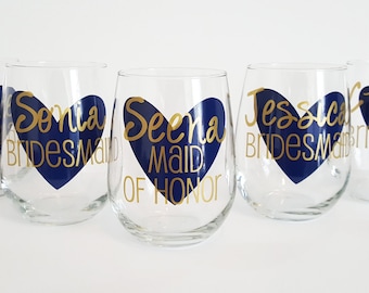 1 Personalized Bridesmaid Wine Glasses, Personalized Bachelorette Glasses, Bachelorette Party Wine Glass