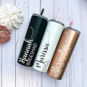 Personalized Bridesmaid Tumbler: Stainless Steel Wedding Party Gift