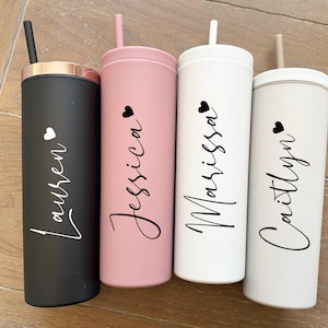 Personalized Bridesmaid Tumbler with Lid and Straw: Bridal Shower Favors