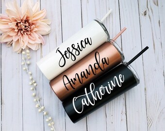 personalized tumbler with straw, Bridesmaid tumbler, Stainless Steel Tumbler, Bridesmaid Gift, Bride Tumbler, Bridesmaid Water Bottle