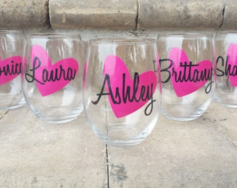 Personalized Wine Glasses, Personalized Bachelorette Glasses, Bachelorette Party Wine Glass, Girls Night Out