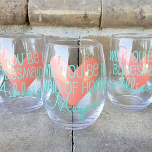 Will you be my bridesmaid Will you be my maid of honor Bridesmaid Proposal, Asking Bridesmaids, Will you be my bridesmaid wine glass image 1