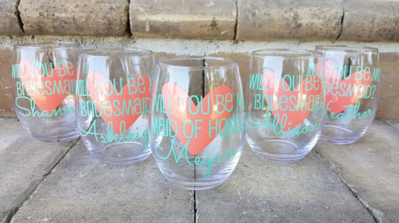 Will you be my bridesmaid Will you be my maid of honor Bridesmaid Proposal, Asking Bridesmaids, Will you be my bridesmaid wine glass image 1