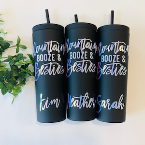 Personalized Mountain Besties Tumbler: Girls Trip Vacation Tumbler
