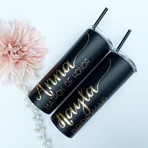 Personalized Bridesmaid Tumbler: Stainless Steel Bridal Party Gift