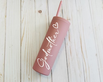 Personalized Godmother Tumbler: Matte 18oz Insulated Gift