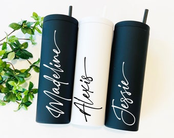 Personalized Tumbler with Straw, Bridesmaid Gift, Custom Tumbler, Acrylic Tumbler 18oz, Bridesmaid Proposal, Personalized Gift