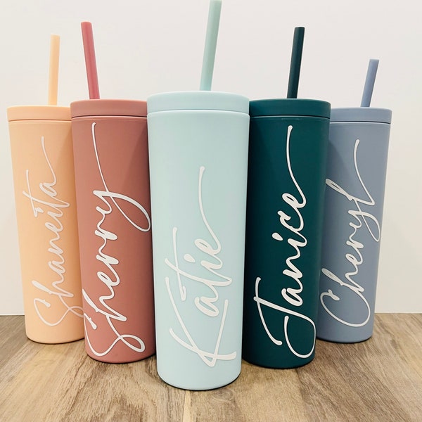 Custom Personalized Name Tumbler Girl's Trip Tumbler Cup Straw Bridesmaid Gift Wedding Mothers Day Birthday Cup maid of honor wedding party