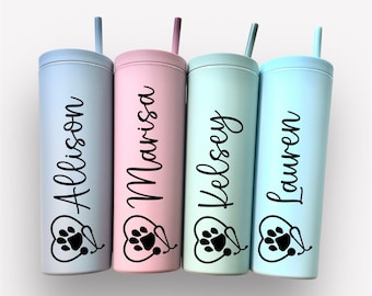 Personalized Cup For Veterinarian Vet Tech Gift insulated Tumbler Custom Cups Tumbler Skinny Gift for Vet Mug set of 34567 Graduation Gift