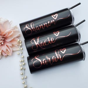 Personalized Skinny Tumblers with Straw, BPA Free, Sustainable Stainless Steel, Custom Gift