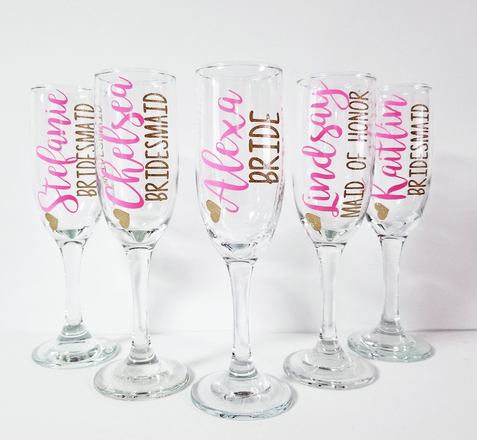 Personalized Champagne Flutes, Bridesmaid Champagne Flute, Wedding Party To...