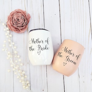 Mother of the Bride Wine Glass OR Mother of the Groom Wine Glass, Stainless Steel Wine Cup,Mother of the Bride gift,Mother of the Groom gift