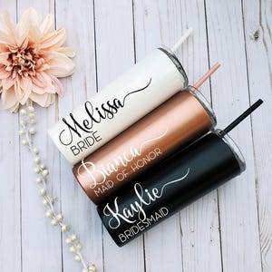 Rose Gold Tumblers, Wedding Tumbler, Bridesmaid Tumbler, Personalized Tumbler, Stainless Steel Tumbler, bridesmaid gift, Bridal Party gift
