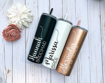 Wedding Tumbler, Bridesmaid Tumbler, Personalized Tumbler, Stainless Steel Tumbler, bridesmaid gift, Bridal Party Tumbler,