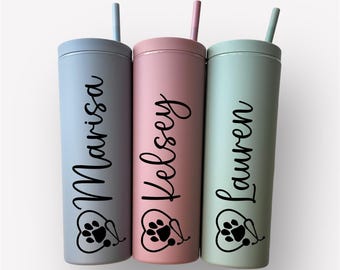 Personalized Cup For Veterinarian Vet Tech Gift insulated Tumbler Custom Cups Tumbler Skinny Gift for Vet Mug set of 34567 Graduation Gift
