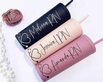 Personalized Nurse Tumbler: 18oz Matte Gift