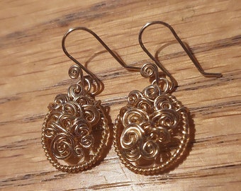 Gold Filled Wire Wrapped Earrings, Wine Lover Gift