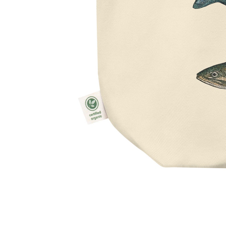Unique Gift for Fly Fishing Fisherman or Cook. Trout Fish Tote Bag made from 100/% Natural Cotton Calico with Original Hand Drawn Art